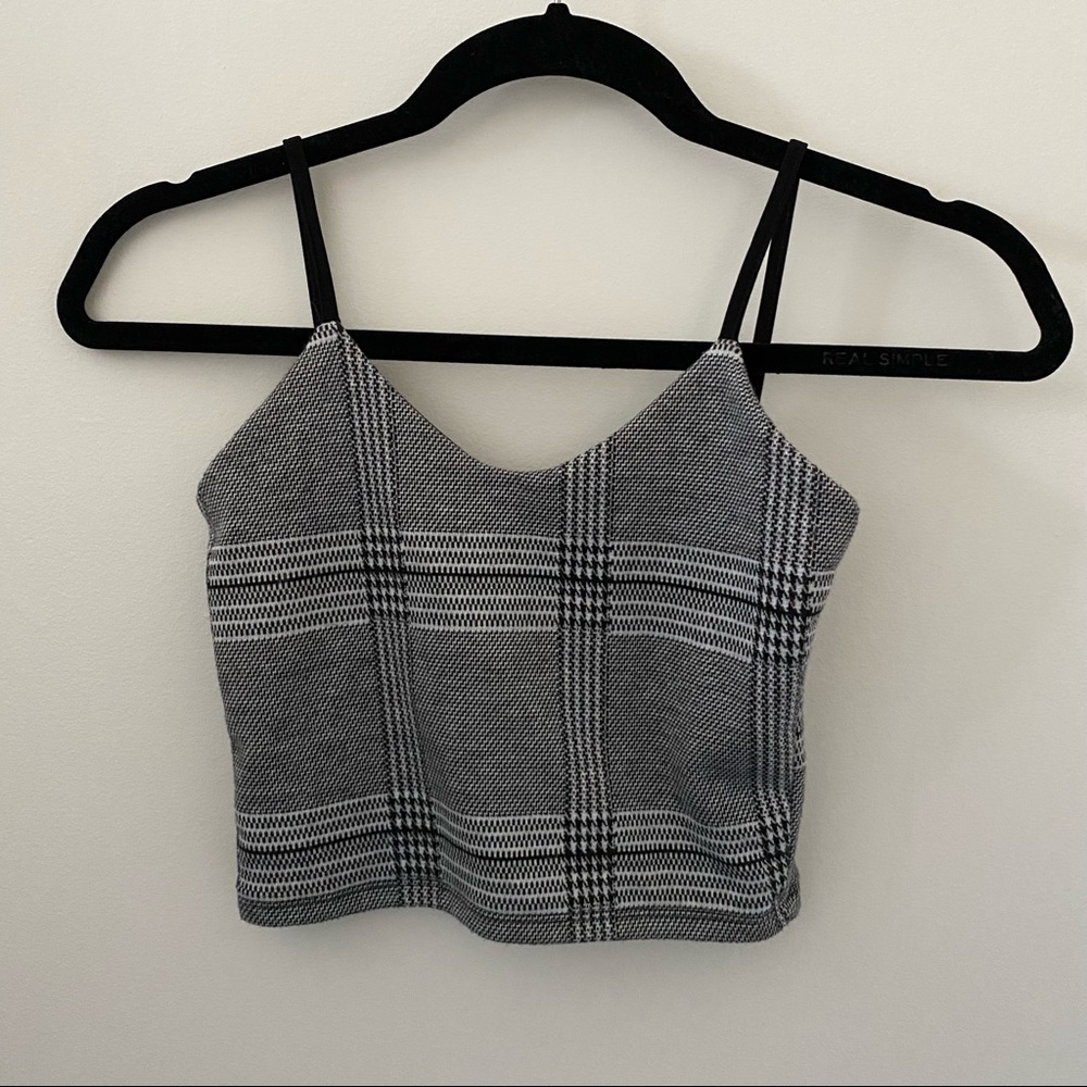 Glen plaid stretchy crop top